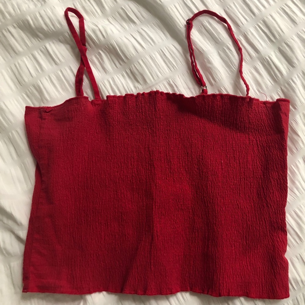 PACSUN RUCHED CROP TOP WITH ADJUSTABLE STRAPS